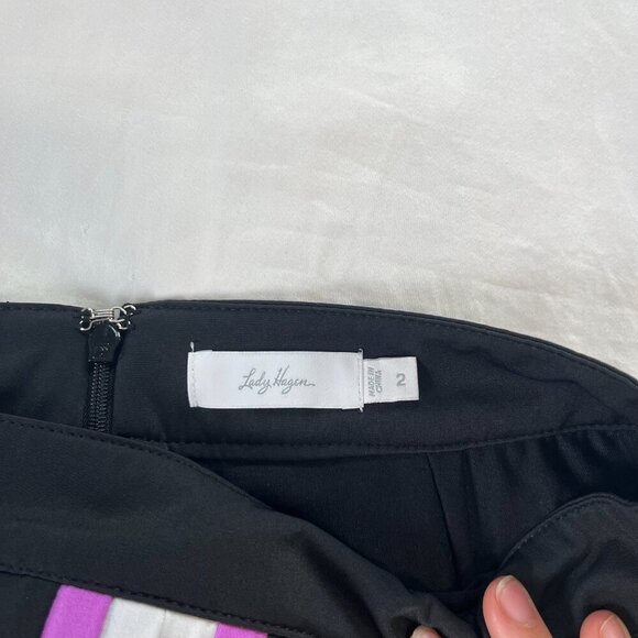 Lady Hagen Black White Purple Golf Tennis Skirt Built In Shorts | Size 2 - Picture 3 of 5